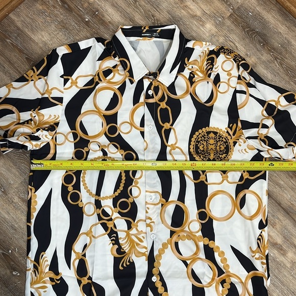 Shein Manfinity Chain Print Shirt & Short Set Men's XXL Equestrian Luxury Style - Picture 5 of 14